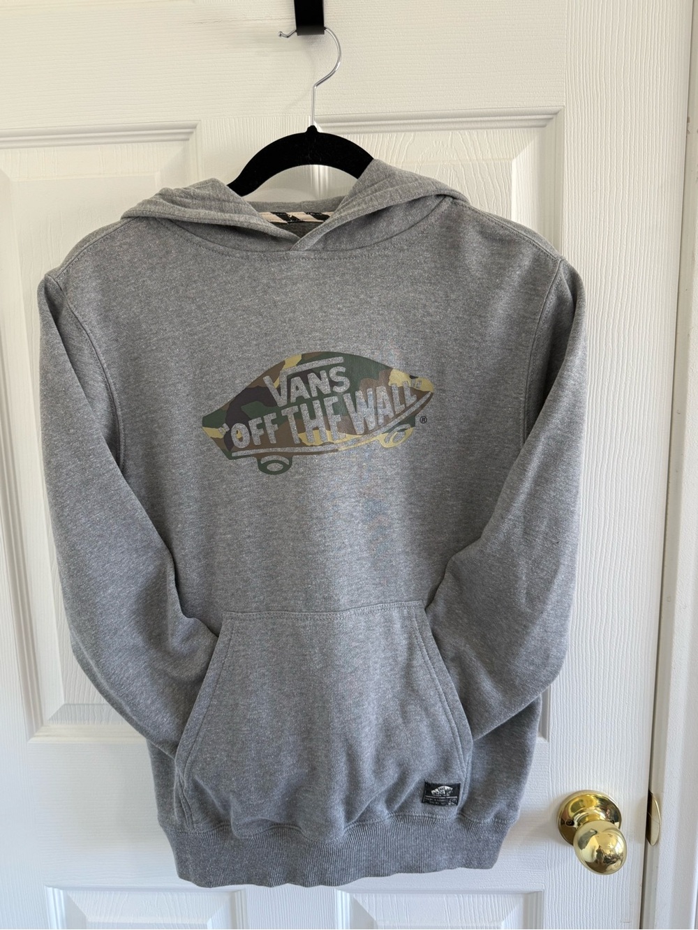 Vans Gray Hoodie with Camo Logo Print